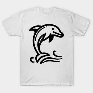 Stick Figure of a Dolphin in Black Ink T-Shirt